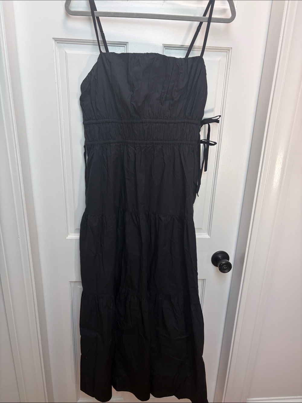 LOFT Black Tiered Spaghetti-Strap Maxi Dress